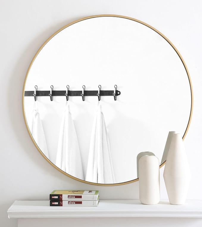 Elegant Decor Eternity 36" Round Metal Frame Mirror in Black