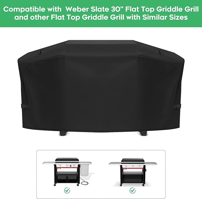 EZ-DONGTENG Grill Cover fit for Weber Slate 30" Rust-Resistant Griddle, Heavy-Duty 600D Waterproof Cover for 3400119 Weber Slate 30 inch Flat Top Griddle Grill Cover