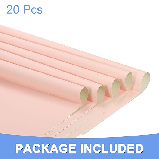 Double Sided Color Flower Wrapping Paper - 20 Sheet Waterproof Floral Bouquet Wrapping Paper Fits for Wedding Graduation Gifts - (22.8x22.8 Inch, Milk White/Pink)