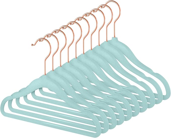 MIZGI Baby Velvet Hangers,Non-Slip Kids & Toddler Hangers,11.8 Inch Hangers for Baby Clothes,Pack of 50(Blue)