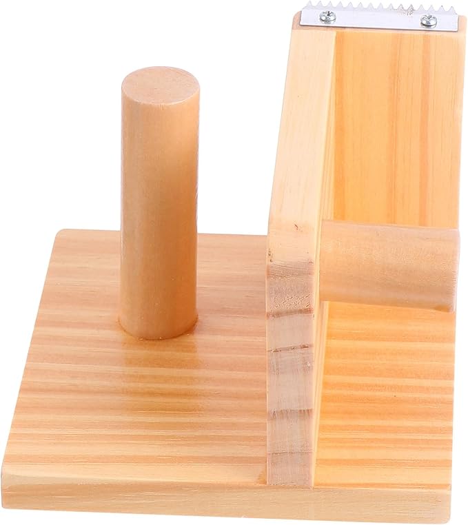 QUMIIRITY Creative Wooden Tape Holder Dispenser Sturdy Desk Cutter for Office Stationery Portable Lightweight Adhesive Tape Seat with Easy Fast Cutting