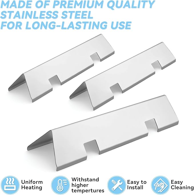 Webonbake 15.3 inch Flavorizer Bars for Weber GS4 Spirit II & I E210 S210 E220 S220 Grill with Front Control Knobs, Stainless Steel Heat Plate Flavor Bar Replacement for 7635, 3 Pack