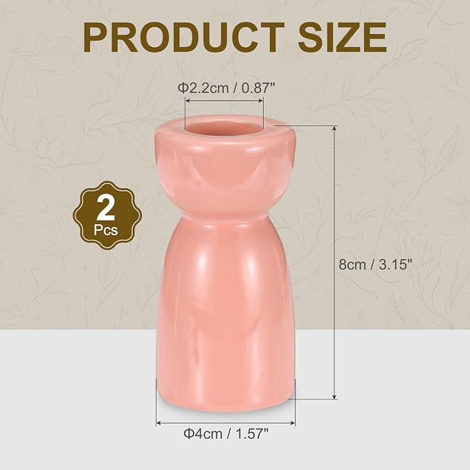 uxcell 2 Pack Candlestick Holder Bright Pink Ceramic Taper Candle Holder Candle Stand Holders Modern Style Decoration for Centerpiece Tabletops Anniversary