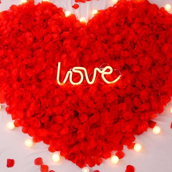 LHOAVWE 1000 PCS Red Rose Petals Artificial Rose Petals for Wedding Proposal Anniversary Love Romantic Night Decorations