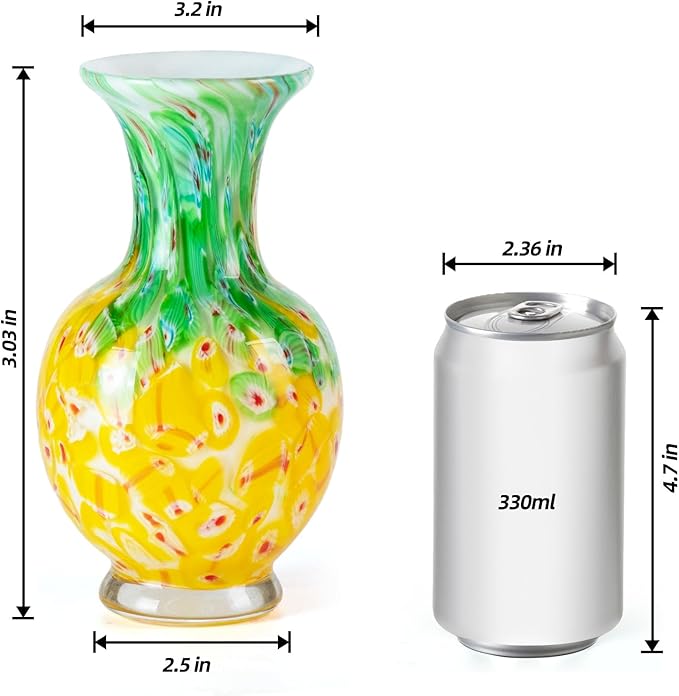 KAMMAK Colored Glass Vase, Beautiful Hand Blown Decorative Vase, Modern Art Vase for Flower Mantle Dining Table Centerpiece, Entryway Living Room Wedding Decoration, HR003