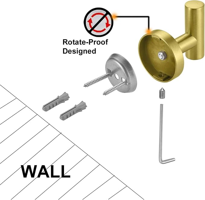 Nolimas Bathroom Towel Hooks SUS 304 Stainless Steel Coat Hook Round Clothes Towel Coat Robe Hook Cabinet Closet Door Sponges Holder for Bath Kitchen Garage Hotel,Wall Mounted,Brushed Gold,2Pack