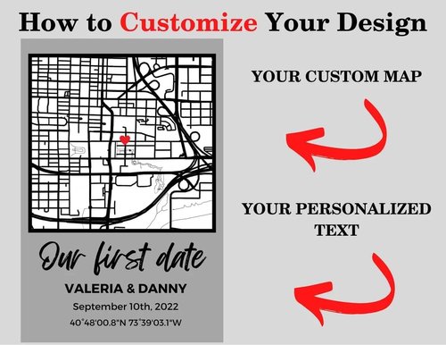NEXT DAY SHIP Custom Our First Date Map Acrylic Plaque - Personalized Couple Gift for Anniversary & Valentine's Day