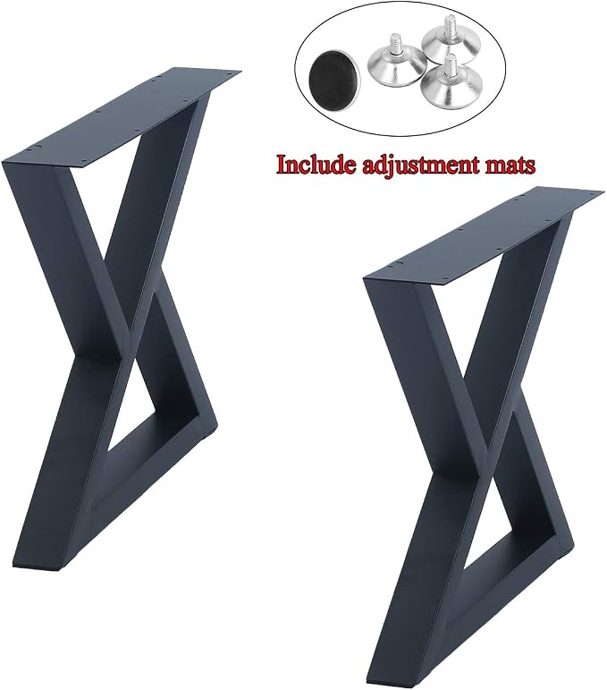 MBQQ 2 Pcs Furniture Legs Rustic Decory Triangle Shape Table Legs,Heavy Duty Metal Desk Legs,Dining Table Legs,Industrial Modern, DIY Iron Bench Legs(H15.7”xW17.7”)