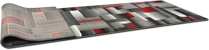 HR 2’ x 7’ Runner in Lava - Premium Quality Lava/Black/Gray Abstract Geometric Modern Squares Pattern Area Rug - Contemporary Styling for Living Room, Bedroom - Unique Home Décor