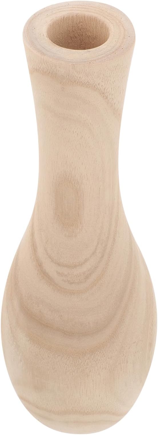 STOBAZA Rustic Small Wood Flower Vase for Dried and Artificial Arrangements Smooth Wooden Craft Decorative Vase for Office Home Wedding and Party Table Display