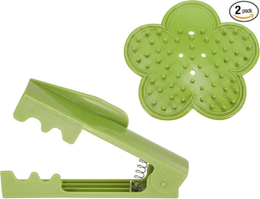 HARFINGTON 2pcs Rose Thorn Stripper Tool Set 5.5" 4.7" ABS Plastic PVC Flower Thorn Leaf Remover Flower Stem and Leaf Stripping for Gardening Home Florist, Pale Green