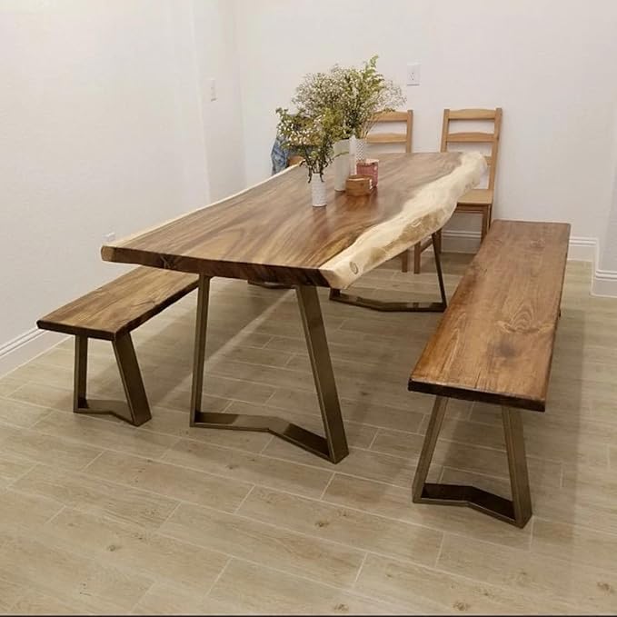 FUSHIAIPTC 28 Inch Dinning Table Legs, 25.8" W Desk Legs Set of 2 Heavy Duty Metal Legs for Table, 3.2” Thickened Treatment Modern Table Leg with Adjustable Floor Protector (Trapezoidal)