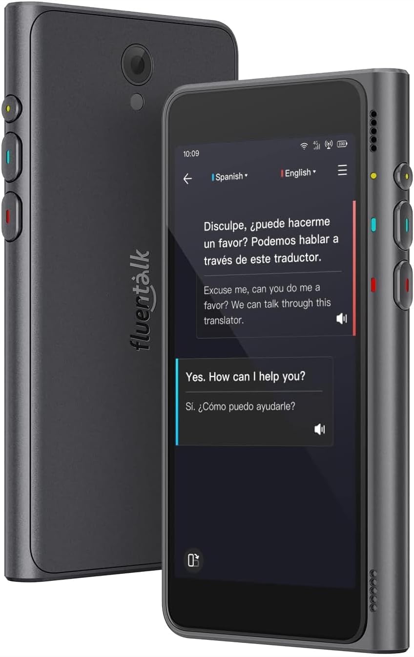 Timekettle Fluentalk T1 Translator Device - Supports 40 Languages, 31+ Offline Pairs, 4" HD Screen
