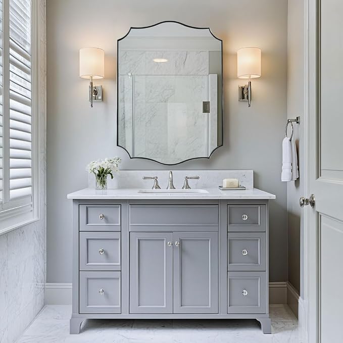ANDY STAR Brushed Nickel Mirror, 22x30 Inch Silver Bathroom Vanity Mirror, Anti-Rust Stainless Steel 1" Frame, Unique Rectangular Mirror Ideal for Bathroom, Powder Room