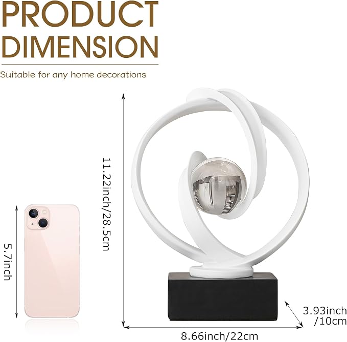 Modern White Statue Decor for Living Room, Abstract Art Sculptures Home Décor Accents for Coffee Table TV Stand Bookshelf, Resin Decorations for Dining Room Office Bedroom