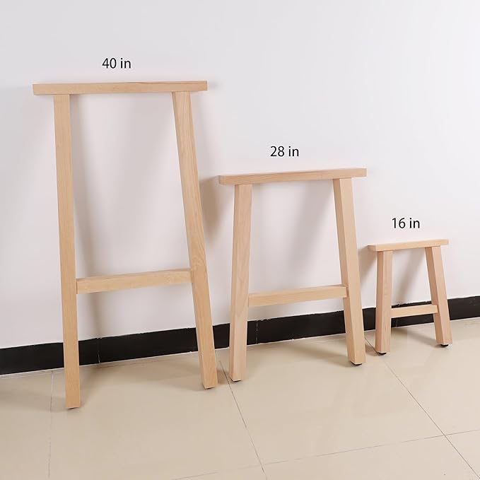 16 Inch H Shape Wood Furniture Legs - Table & Bench Replacement Legs Set of 2 - Rustic Modern Style - Square Unfinished Wooden Legs, Heavy Duty DIY Industrial