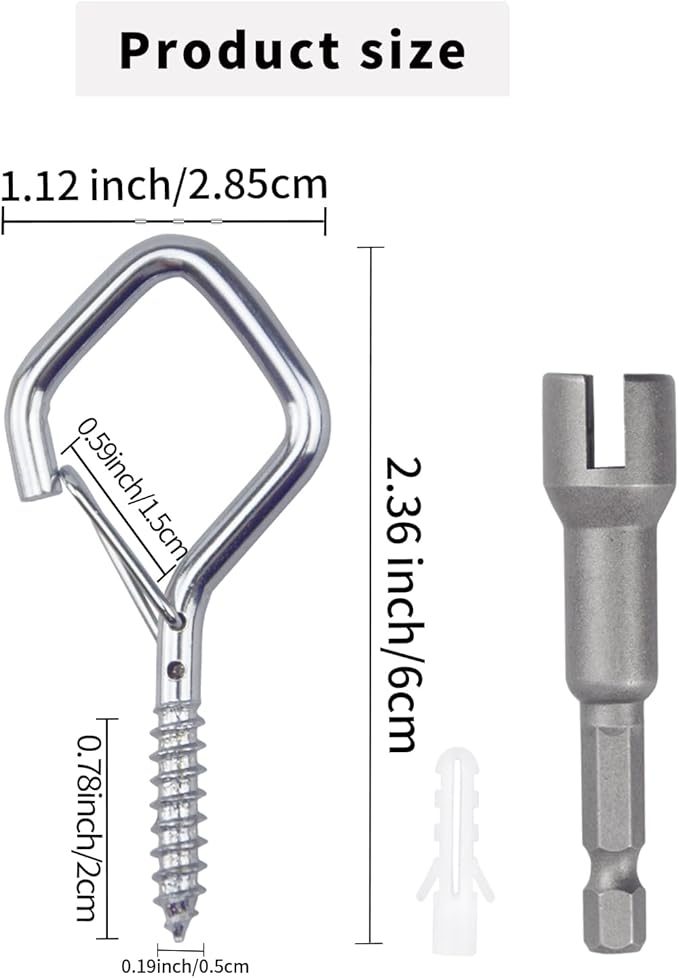 Sexoeie 100 PCS Silver Eye Screw Hooks for Hanging Heavy Duty with Safety Buckle.Metal Ceiling Hooks for Hanging Plants Cup Wind Chime Bird Feeders Patio Lights at Indoor&Outdoor