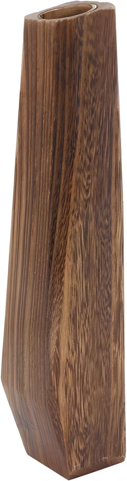 PONDON Decorative Tall Wood Vase for Dried Flowers, Rustic Flowerpot, Burnt Paulownia Plant Pot, Adds Elegance to Home Office Cafe