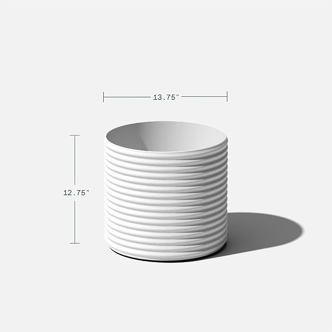 Veradek Mod Series 13" Short Planter for Patio & Backyard | Durable Plastic-Stone Material | Modern Décor for Plants & Flowers