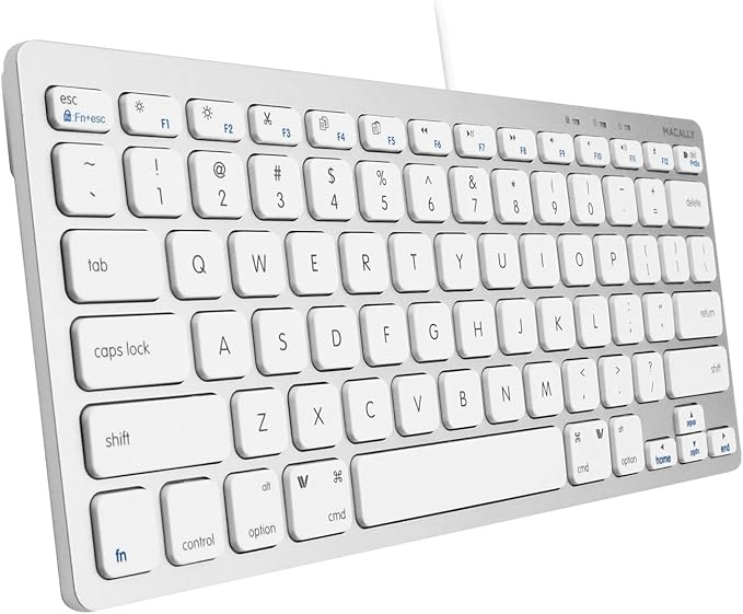 Macally Small Wired Keyboard for Mac and Windows - 78 Scissor Switch Keys Compatible Apple Keyboard for MacBook Pro/Air, iMac, Mac mini/Pro - Plug and Play USB That Saves Space and Looks Great