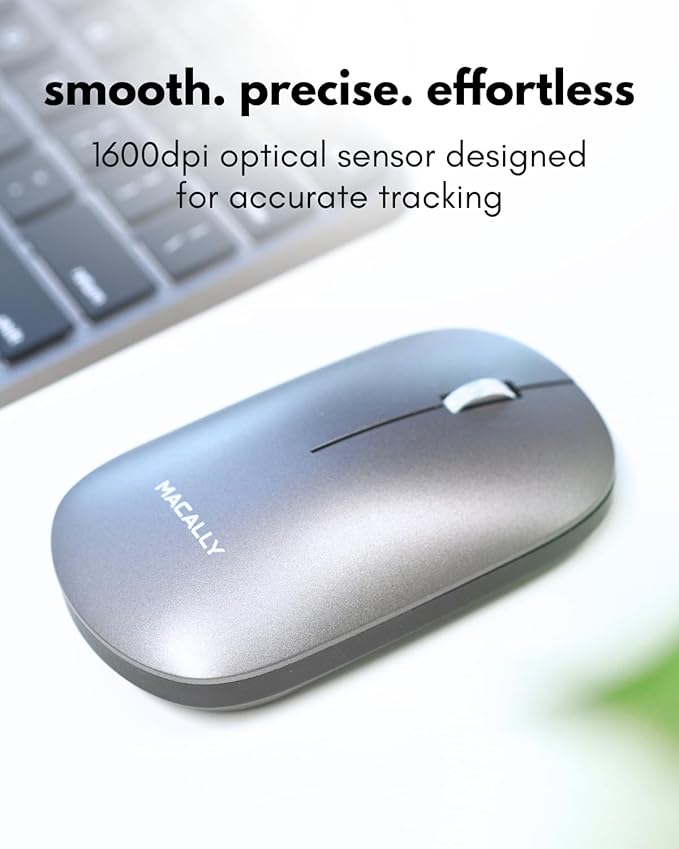 Macally Apple Wireless Keyboard and Mouse for Mac - Dual Mode (Bluetooth + Wired) - Multi-Device, Rechargeable - Mini Wireless Keyboard and Mouse Combo for MacBook, iPad, Mac Mini/Air/Pro (Space Gray)