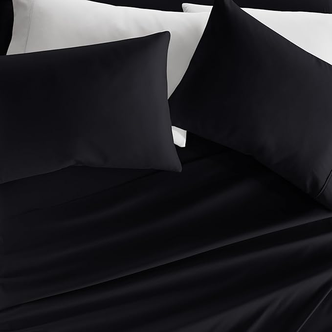 Linen Market Brushed Microfiber Twin XL Sheet Set 3 Piece – Oeko-TEX Certified Ultra Soft & Wrinkle-Free - 16" Deep Pocket Sheets - Easy Care Twin XL Size - Black