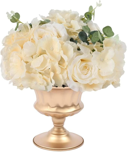 10 PCS Flower Ball Arrangement Bouquet, 11.8inch Diameter Flowers Centerpieces, Champagne Fake Floral Roses Balls Tabletop Decoration for Wedding Centerpieces, Party Decor