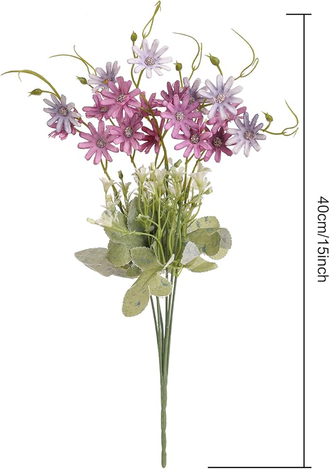 Artificial Flowers Wildflowers Silk Daisy Spring Fake Daisies Decoration Summer UV Resistant Colorful Mixed Bundles Faux Greenery Outdoor Plant Stem Filler for Home Decor Indoor Floral Arrangements
