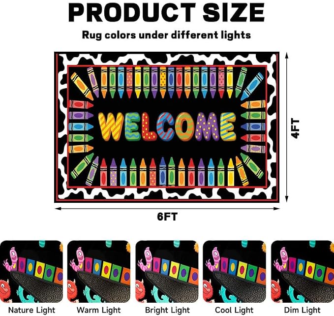 Alphabet Monster Area Rug for Kids 4'x6' Colorful ABC Learning Carpet Non Slip Educational Play Mat for Nursery Bedroom Playroom Classroom Living Room Home Decor