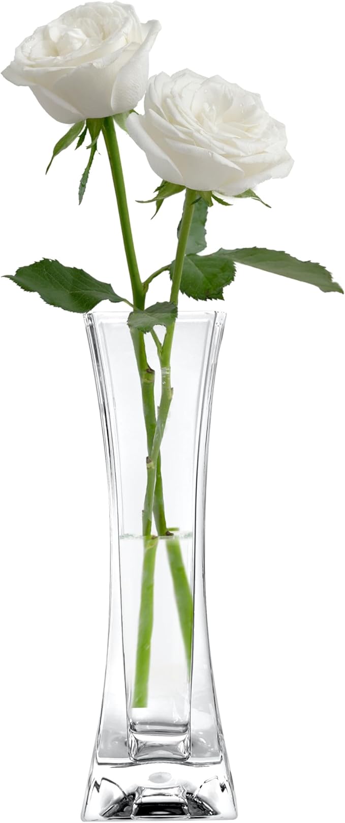 KLIFA- Small Acrylic Square Bud Vase, Shatterproof, High Transparency, Plastic Single Stem Vase, Clear, Hight 7.48 inch, 1 pc