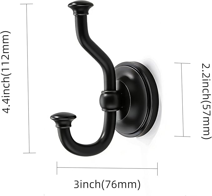 khtumeware 1 Pack 4-1/2 inch Zinc Alloy Vintage Wall Black Large Coat Hooks Suitable for Tile, Wood Board, Glass Walls, Bathroom, Entrance Hall, Kitchen, Multi-Functional Robe Hooks
