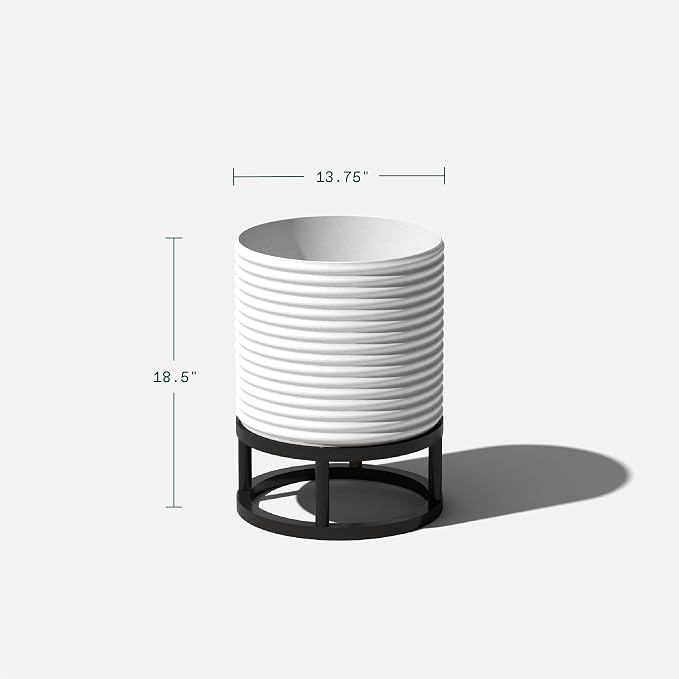 Veradek Mod Series Raised 13" Short Planter for Patio & Backyard | Durable Plastic-Stone Material w/Wooden Stand | Modern Décor for Plants & Flowers