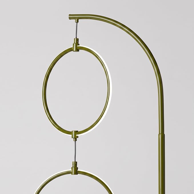 Brightech Nova Modern Floor Lamp - Contemporary Arc Tall Lamp with 3-Circle Ring-Style Pendant - Over the Couch Standing Lamp on Arching Pole - Eclectic Tall Lamp Matches Living Room Décor - Green