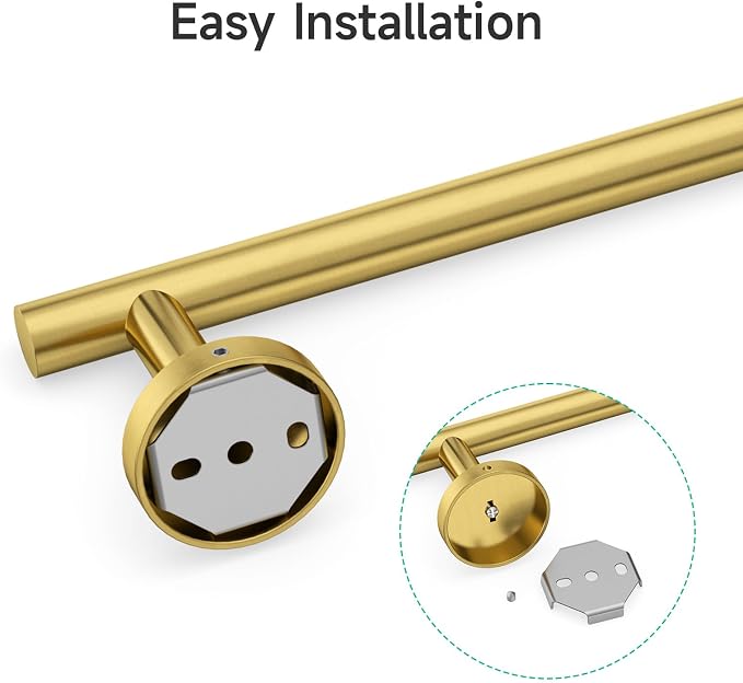USHOWER Light Gold Hand Towel Bar, 9-Inch Towel Racks for Bathroom Wall-Mounted, SUS304 Stainless Steel Towel Rod (Total Length 11-Inch)