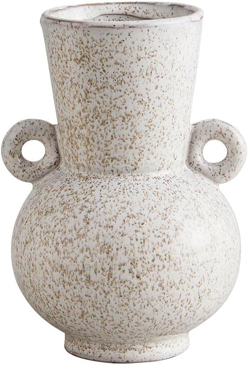 47th & Main Modern Glazed Ceramic Flower Vase for Home Décor, Small, Gray Speckled