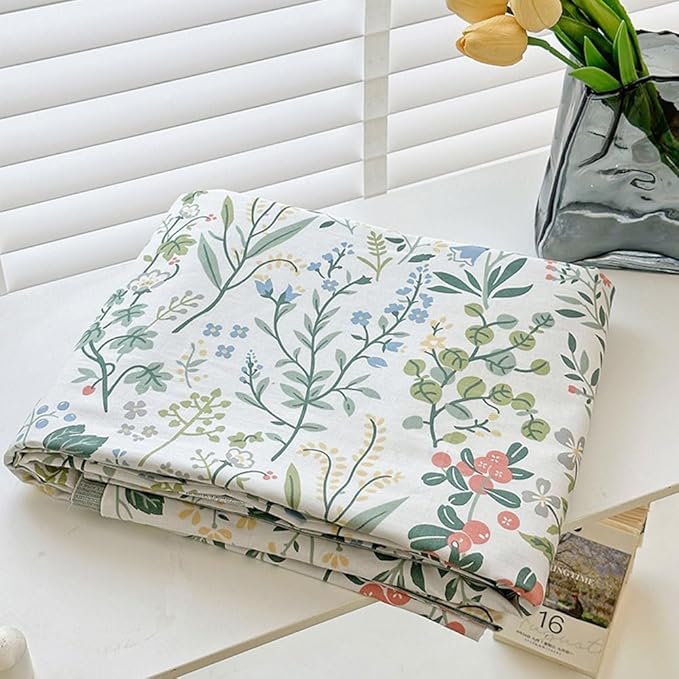 EAVD Vintage Style Garden Floral Duvet Cover Twin Girls Soft Cotton Chic Shabby Colorful Leaves Floral Bedding Set with 2 Pillowcases Fresh Botanical Duvet Cover with Zipper Closure