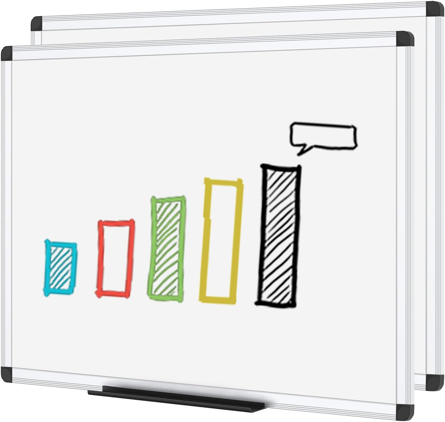 VIZ-PRO Dry Erase Board - Non-Magnetic Wall-Mounted Whiteboard | 48 x 36 Inches, Pack of 2