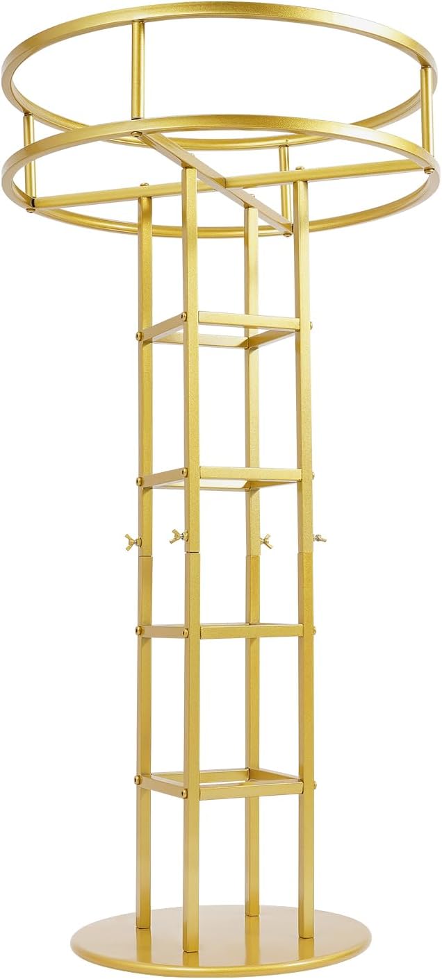 Wedding Flower Display Stand, Gold Open Flower Frame, 46.65 in Tall Metal Floral Riser, Wedding Centerpiece Top Flower Display Stand Pedestal, for Wedding Birthday Party Events Decor