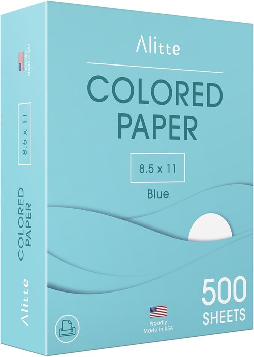 Alitte Colored Paper - 500 Sheets of Blue 8.5 x 11 Printer Paper for Arts & Crafts | Made in the USA