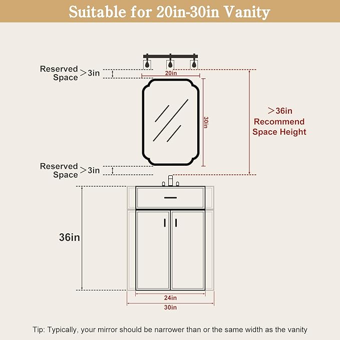 WallBeyond 20" x 30" Wood Mirror Rounded Corner Arch Wall Mirror with Wood Frame for Entryway, Living Room or Bedroom Home Decor [20" x 30" Natural Color]
