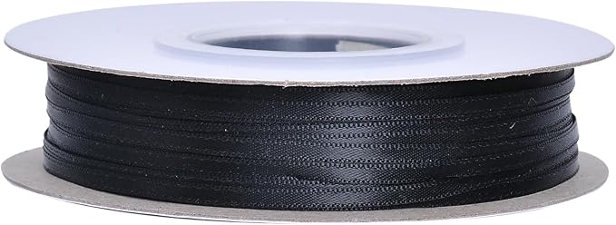 YAMA Black Double Faced Satin Ribbon 1/8 Inch 100 Yards Thin Black Ribbon for Gift Wrapping Crafts Hair Bows Wedding Party Decoration