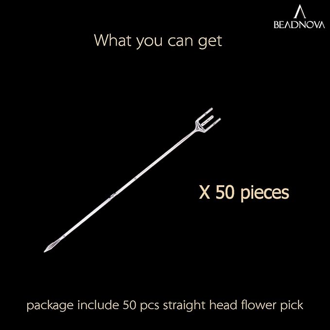 BEADNOVA Floral Pick Card Holder 50pcs 9inch Plastic Straight Head Flower Pick Card Holder for Floral Arrangement Bouquet Wedding Decoration (Fork Shape Head)