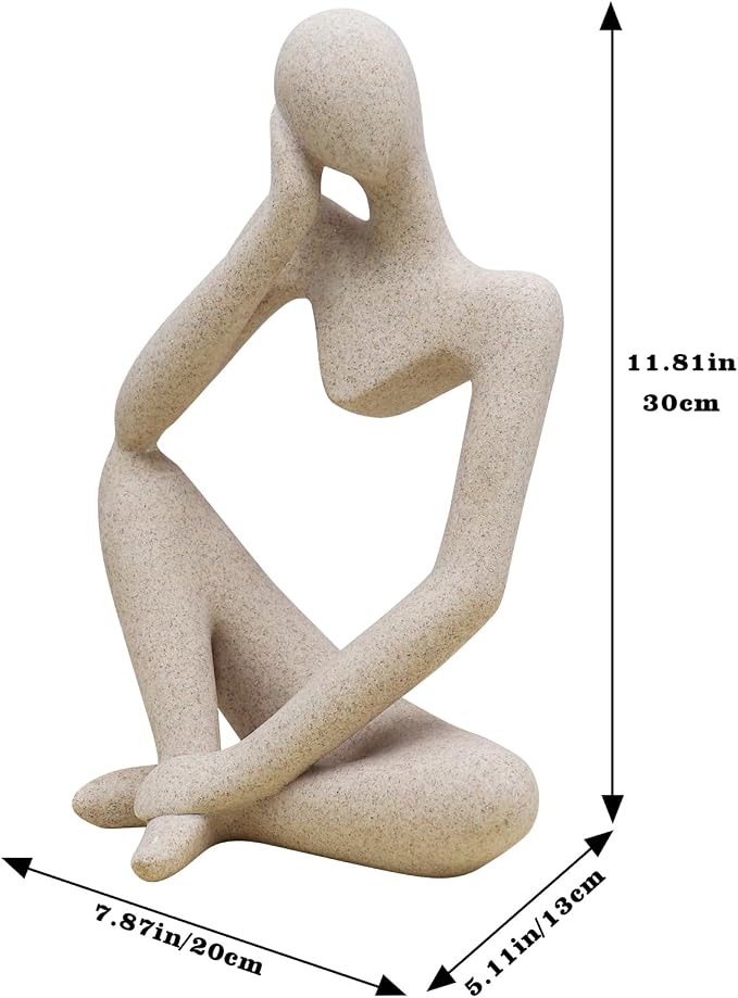 Dnoifne Thinker Statues and Sculptures, Sandstone Resin Thinker Statue Ornaments, Abstract Style Sculptures, Housewarming Gifts, Living Room Dining Desk Decorations (Right, Super Large)