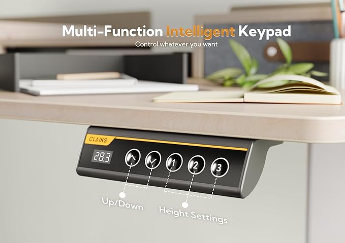 Claiks Standing Desk with Drawers, Stand Up Electric Standing Desk Adjustable Height, Sit Stand Desk with Storage Shelf and Splice Board, 48 Inch, Natural