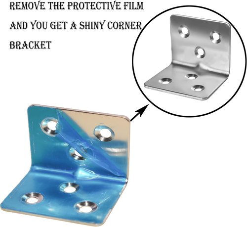 Skiennix 80Pcs Stainless Steel Angle Brackets - Heavy Duty 90° L Shape Corner Braces | 1.2” x 1.2” x 1.5”