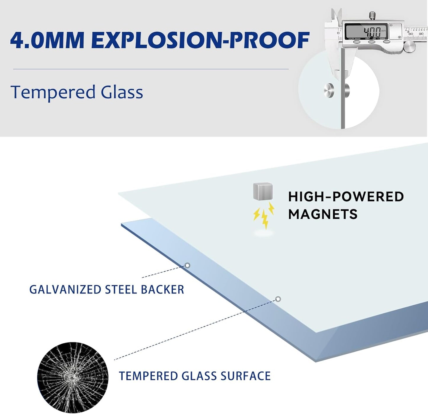 WALGLASS Magnetic Glass Whiteboard - 36"x24" Frameless Dry Erase Board for Office & School | Includes 6 Magnets & Pen Tray