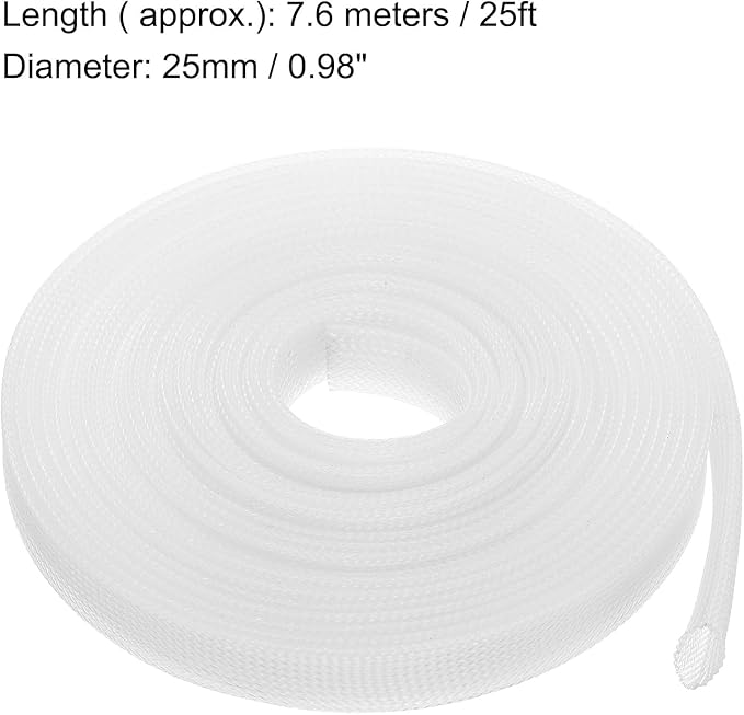 uxcell Expandable Sleeving,1-inch 25ft Cable Sleeve, Clear