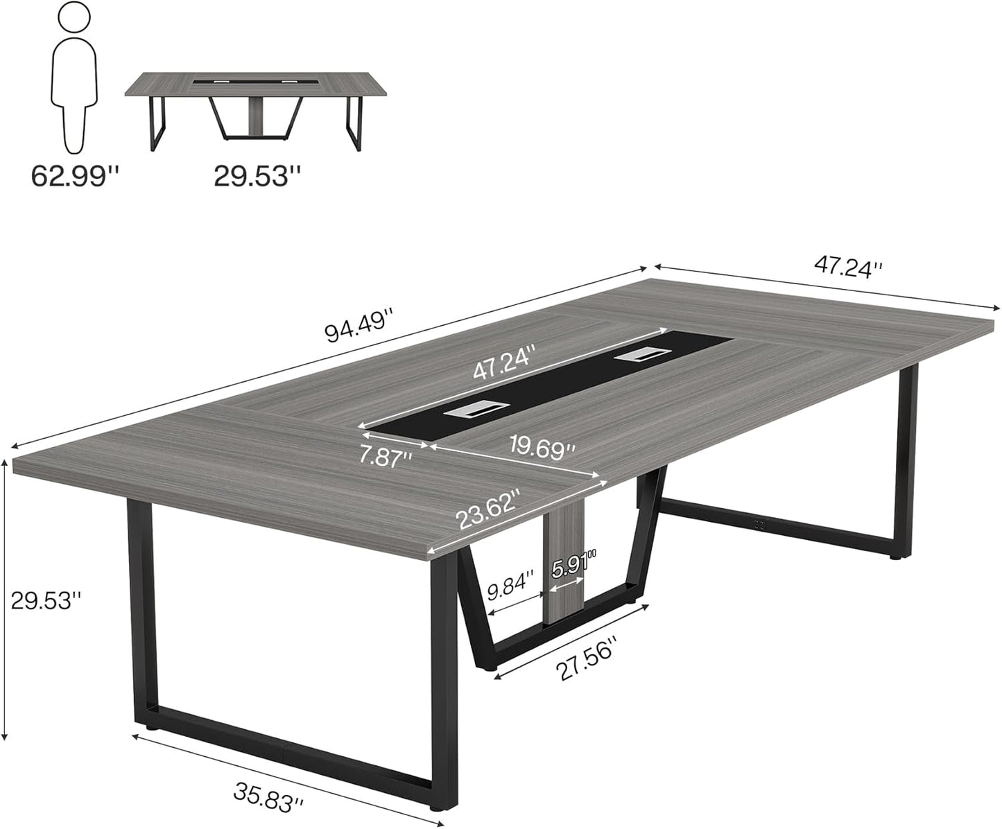 Tribesigns 8FT Conference Table Set - Large Wooden Meeting Table for 10 People | Durable Metal Frame