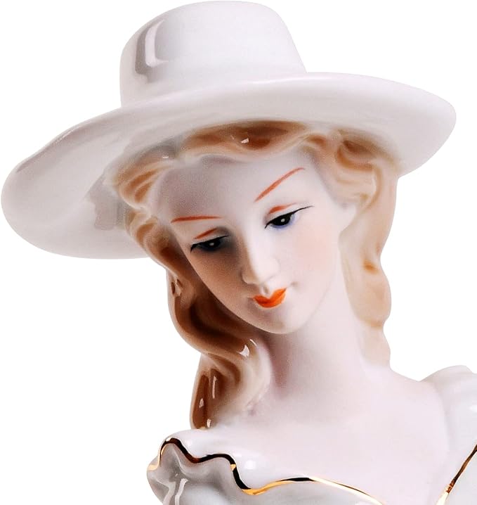 MTME Porcelain Figurine, Lady with Flowers, Memorabilia, Wedding Gifts, Statue Home Decor (Anniversary)
