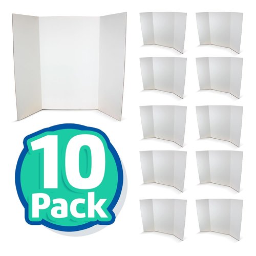 Flipside Products Project Boards - 36” x 48” Trifold Display for Presentations & Events - Clay White, 10 Pack
